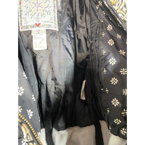 Obermeyer VTG Women's Petite Sz 4 Belted Ski Snow Suit Jumper Black Retro Print - Picture 9 of 16